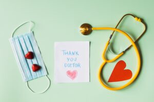 Best ways to lose weight after 50 - Thank You Note to doctor with a stethoscope.