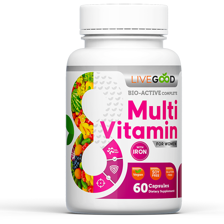 LiveGood Bio-Active Complete Multi-Vitamin for Women with Iron